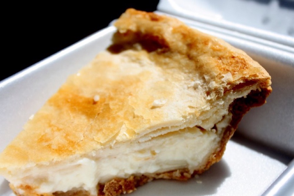 A slice of Filipino buko (young coconut) pie
